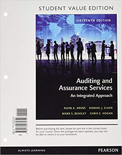 Auditing and Assurance Services, 16E A. Arens, J. Elder, S. Beasley,E. Hogan, Instructor's Solution Manual