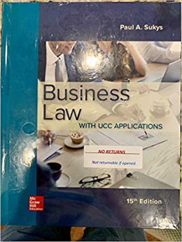 Business Law with UCC Applications, 15e Paul A. Sukys Instructors Solution Manual