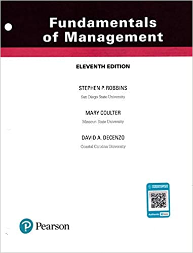 Fundamentals of Management 11th Edition Stephen Robbins, Dr Mary Coulter,David A. De Cenzo 2020 Test Bank