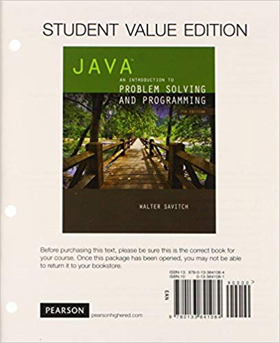 Java An Introduction to Problem Solving and Programming 7E Walter Savitch Solution Manual