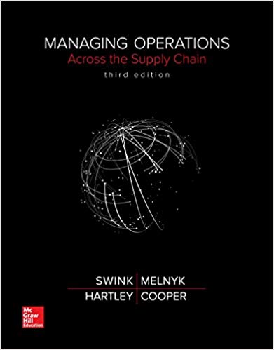 Managing Operations Across the Supply Chain, 3e Swink, A. Melnyk, Cooper , L. Hartley Solutions Manual