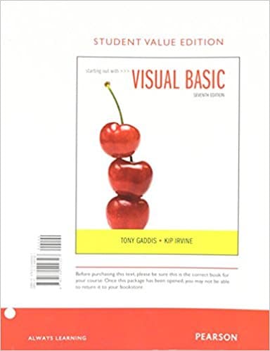 Starting Out with Visual Basic 7E Tony Gaddis, Kip R. Irvine,Instructor solution manual