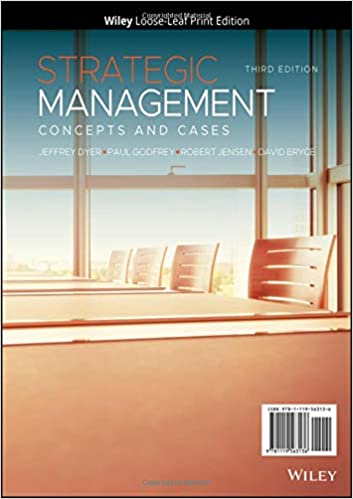 Strategic Management Concepts and Cases, 3rd Edition Dyer, Godfrey, Jensen, Bryce 2019 Instructor Manual