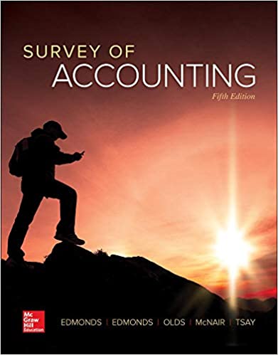 Survey of Accounting 5e PEdmonds, TEdmonds, R. Olds, Virginia M. McNair Tsay Instructor solution manual
